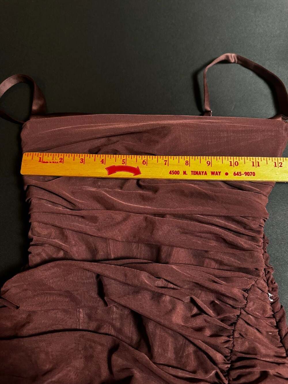 House of CB Lulu Chocolate Ruched Mesh Maxi Dress Size S Regular Cup (A-C) - Picture 9 of 9